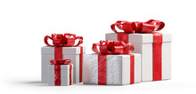 Red And White Christmas Presents Isolated 3d-illustration