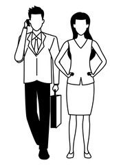 Wall Mural - Executive business entrepreneur couple in black and white