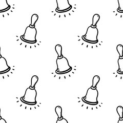 Wall Mural - Handdrawn seamless pattern bell doodle icon. Hand drawn black sketch. Sign symbol. Decoration element. White background. Isolated. Flat design. Vector illustration