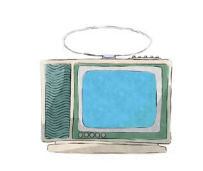 Watercolor retro tv set 2