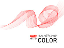 Vector Abstract Background. Red Swirling Wave On White Background