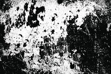 Black White Grunge Background. Abstract Monochrome Texture Of Scratches, Chips, Cracks. Vector Pattern Of The Worn Surface