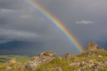 Wall Mural - rainbow mountains cloud sky rain