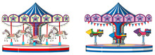 Two Designs Of Merry Go Round On White Background