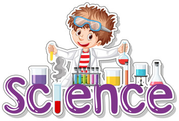 Wall Mural - sticker design with scientist doing experiment