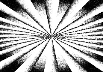 Wall Mural - Abstract sun rays with dotwork retro or tattoo style