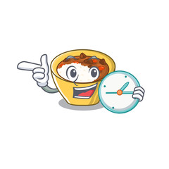 Sticker - With clock rice curry isolated with the cartoon