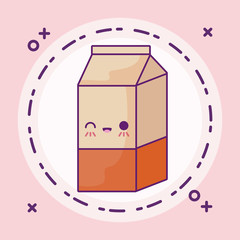 Wall Mural - milk in box kawaii style