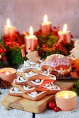 Sticker - Gingerbread christmas tree. Beautiful xmas dessert.