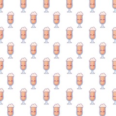 Wall Mural - pattern of cups beverage coffee kawaii style