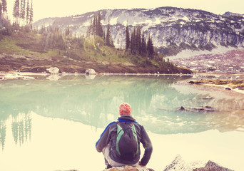 Canvas Print - Mountains lake