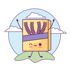 Sticker - box of cereal in landscape kawaii style