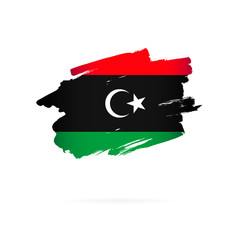 Wall Mural - Libyan flag. Vector illustration. Brush strokes