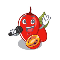 Sticker - Singing tamarillo betaceum isolated in the cartoon