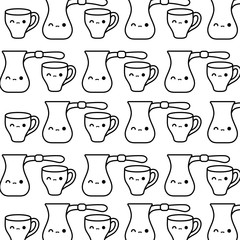 Sticker - pattern of teapots with cups kawaii style