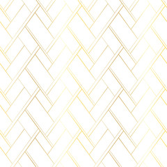 Wall Mural - Golden lines on a white background. Vector abstract luxury seamless pattern. Backdrop for premium style package