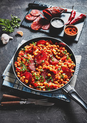 Wall Mural - hot Chickpea stew with chorizo, spanish cuisine