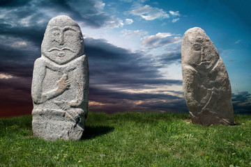 A stone headstone from the ancient world of the nomads. The original name of the monument - 