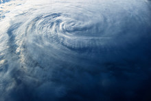 Huge Typhoon, View From Space, From A Space Station.  Elements Of This Image Were Furnished By NASA