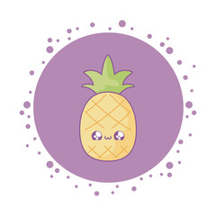 Poster - fresh healthy pineapple fruit kawaii style