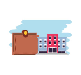 Poster - hotel building place with wallet money