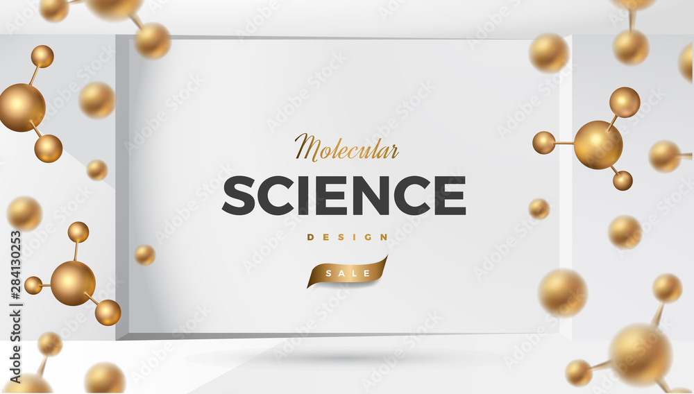 3d molecules vector design. Science abstract background with molecular ...