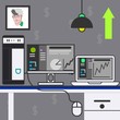© draftphic - Modern desk with computer business and financial illustration vector