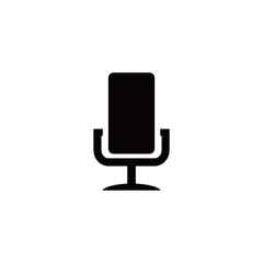 Sticker - black vector microphone icon for voice recording and white background