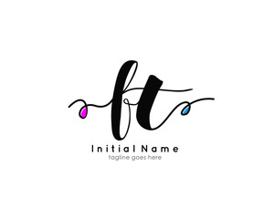 F T FT Initial brush color logo template vetor