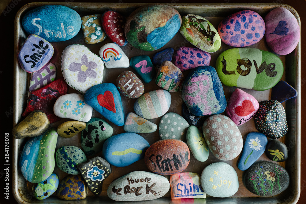 Varnished Rocks Painted Rocks Variety Stock Photo | Adobe Stock