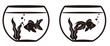 金魚鉢のシルエットA（モノクロ）