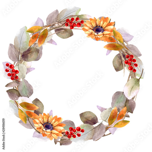 Background banner wreath autumn watercolor for illustrations