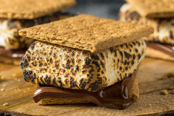 Canvas Print - Homemade Gooey Smores Sandwiches