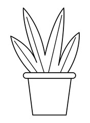 Poster - Decorative plant pot cartoon isolated in black and white