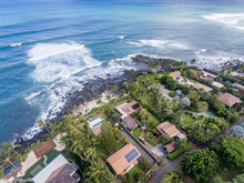 Aerial View Of Oceanfront Homes On The North Shore Of Oahu Hawaii