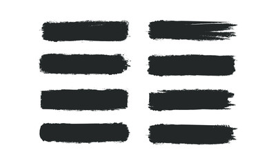 brush stroke set isolated on white background. collection of brush stroke for black ink paint, grung