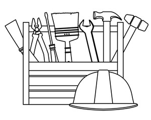 Wall Mural - Construction tools and equipment cartoons in black and white