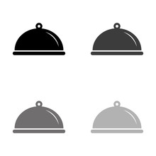 .Food Platter Serving Sign - Black Vector Icon