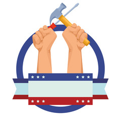 Sticker - Construction workers hands holding tools