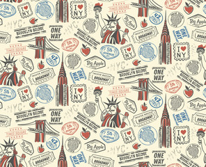 New York pattern seamless design illustration