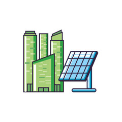 Sticker - solar panel energy with buildings facade