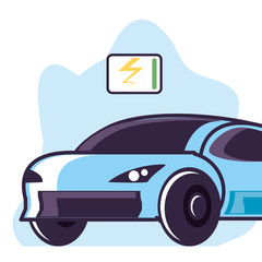 Poster - car sedan transportation with symbol energy