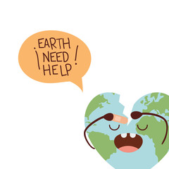 Wall Mural - planet earth kawaii isolated icon vector illustration