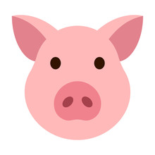 Pig Head / Face Or Pork Bacon Flat Vector Color Icon For Animal Apps And Websites