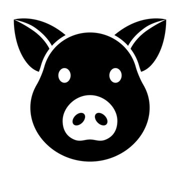 Pig head / face or pork bacon flat vector icon for animal apps and websites