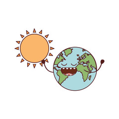 Poster - planet earth kawaii isolated icon