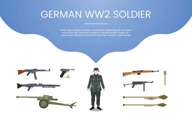 german ww2 soldier army concept theme for template banner or landing infographics - vector