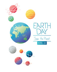 Sticker - earth day label icon vector illustration