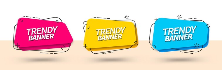 Wall Mural - bright banners of different colors isolated on light background.