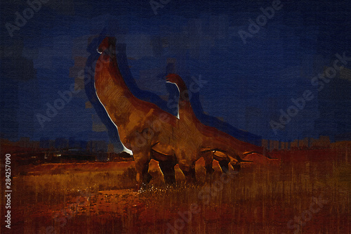 Foto  Dinosaur art illustration painting